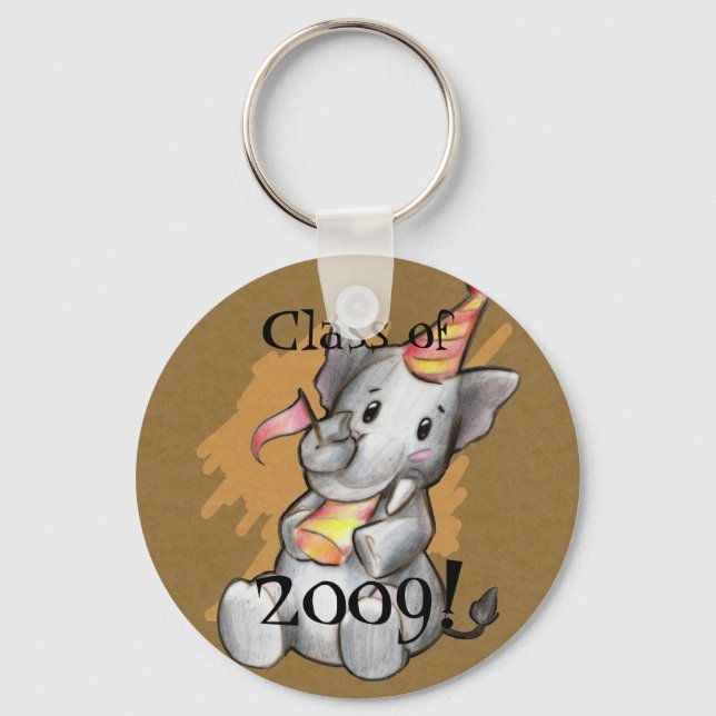 Party Elephant Grad Keychain (Front)