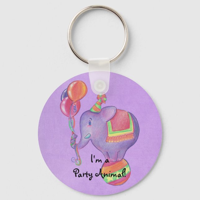 Party Elephant Keychain (Front)