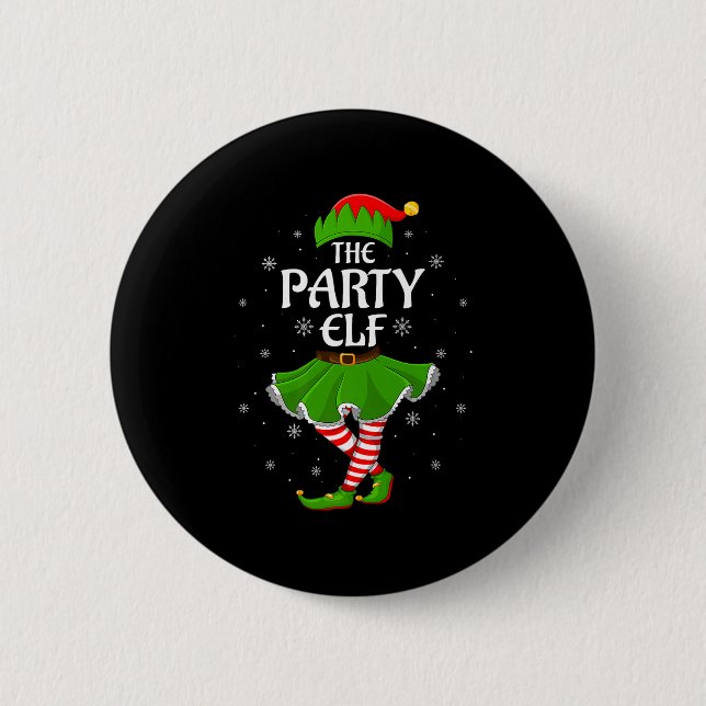 Party Elf Christmas Family Girls Women Elf Squad X 2 Inch Round Button (Front)