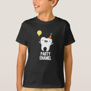 Party Enamel Funny Tooth Pun Dark BG T-Shirt