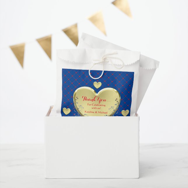 Party Event Blue Wedding Hearts Favour Bag (Party)