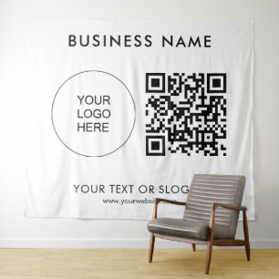 Party Event Seminar Logo Text QR Code Backdrop Tapestry