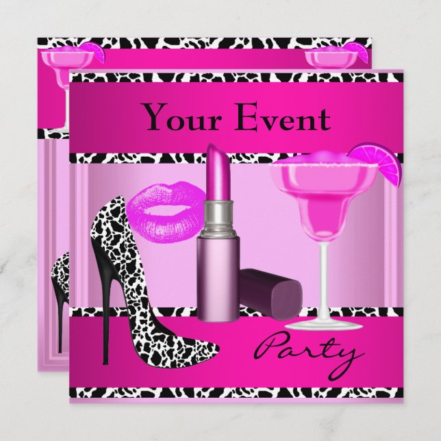 Party Event Shoes Pink Lipstick Invitation (Front/Back)