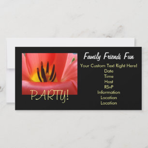 Party Family Friends Fun Invitaitons Red Black