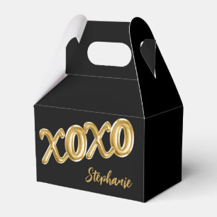 Party Favor XOXO Black Gold Foil Balloon Custom Box