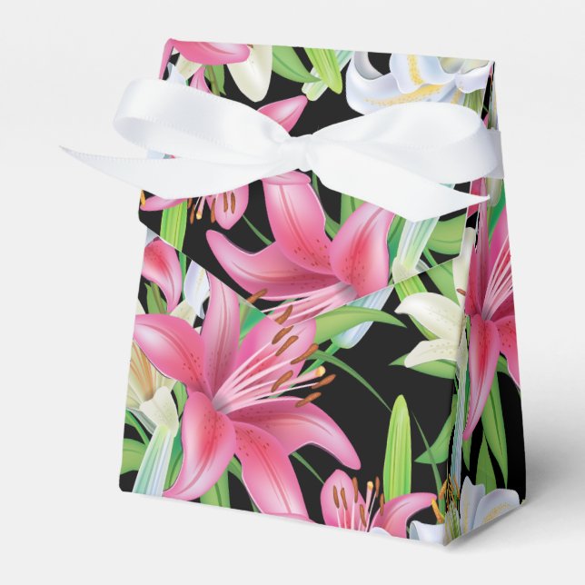 Party Favour Box-Pink Lilies Favor Box (Front Side)