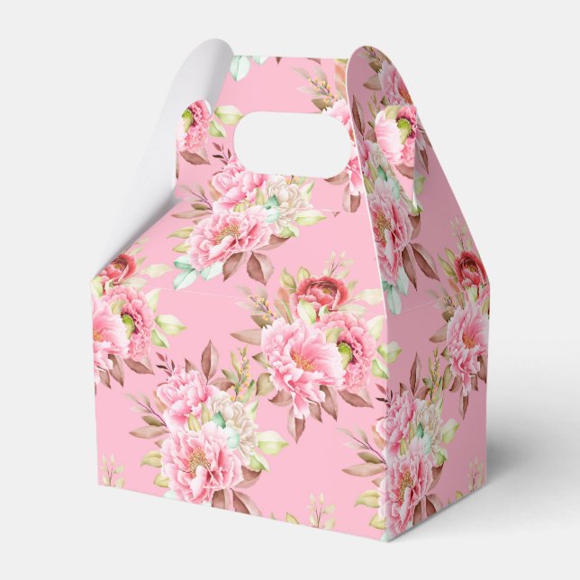 Party Favour Box Pink Peonies (Front Side)