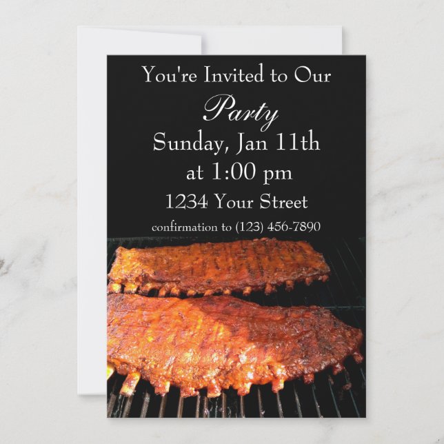 Party flame rib fire invite (Front)
