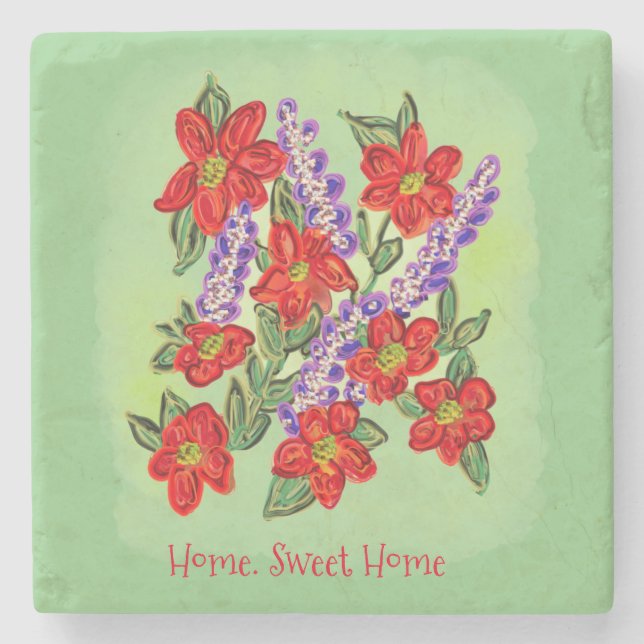 Party Flowers Birthday Celebration Stone Coaster (Front)