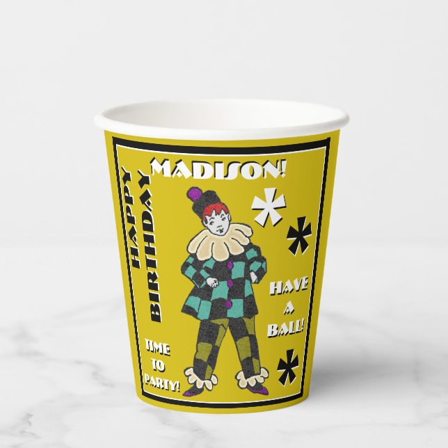 Party Fool in Colour (Personalized) Paper Cups (Front)