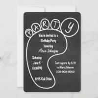 Party Footprint On Black Chalkboard