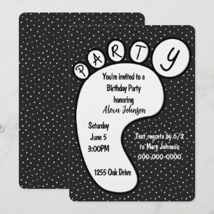 Party Footprint On Polka Dots Invitation