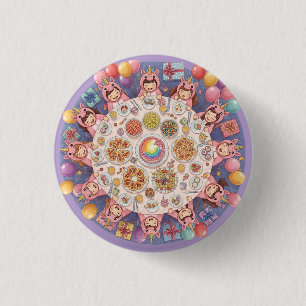 Party for Children with a Unicorn Theme 1 Inch Round Button