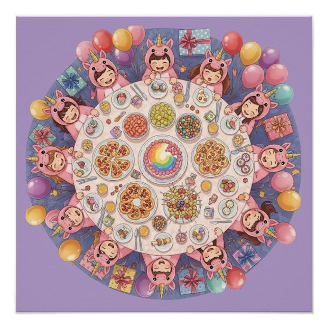 Party for Children with a Unicorn Theme Poster (Front)