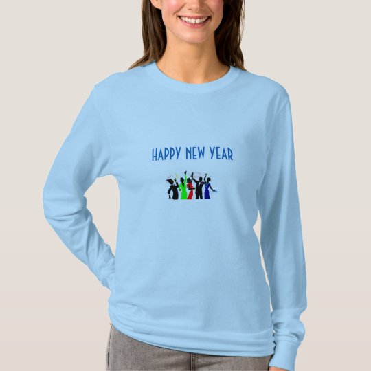 PARTY FOR NEW YEAR- LIGHT BLUE LONG BASIC T-SHIRT