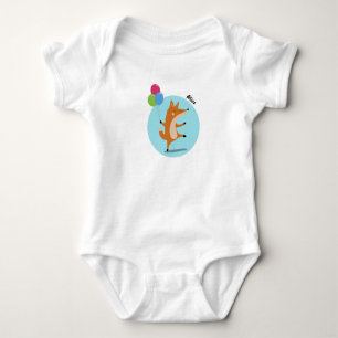 Party Fox With Balloons Custom Name Baby Bodysuit