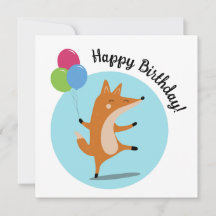 Party Fox With Balloons Custom Text