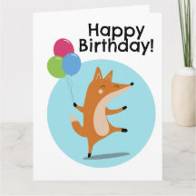 Party Fox With Balloons Custom Text