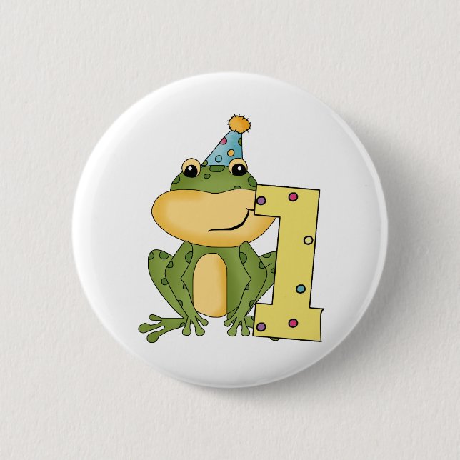 Party Frog 1st Birthday T-shirts and Gifts 2 Inch Round Button (Front)