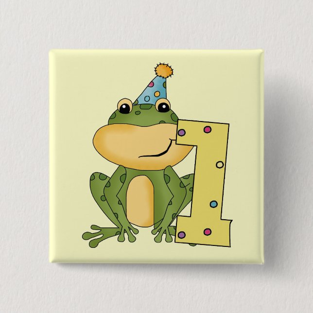 Party Frog 1st Birthday T-shirts and Gifts 2 Inch Square Button (Front)