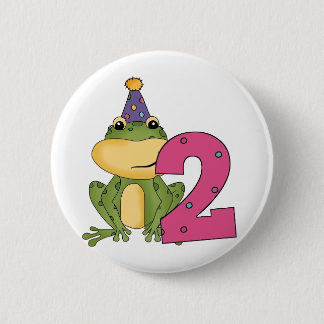 Party Frog 2nd Birthday T-shirts and Gifts 2 Inch Round Button (Front)