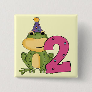 Party Frog 2nd Birthday T-shirts and Gifts 2 Inch Square Button