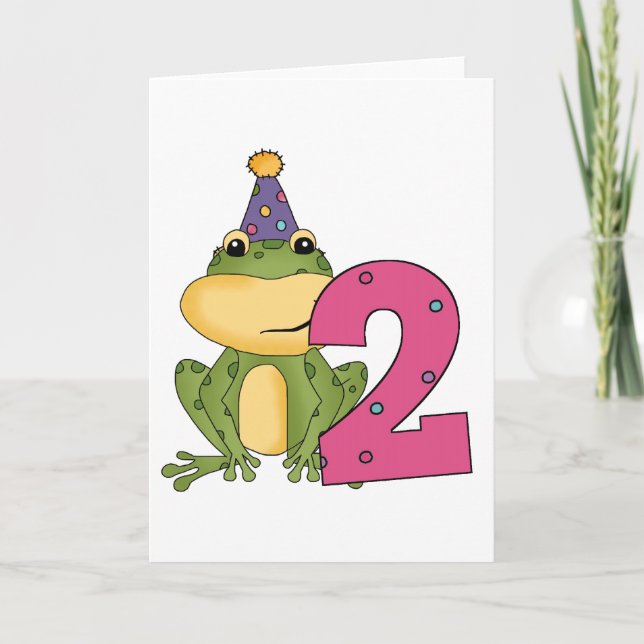 Party Frog 2nd Birthday T-shirts and Gifts Card (Front)