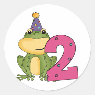 Party Frog 2nd Birthday T-shirts and Gifts Classic Round Sticker
