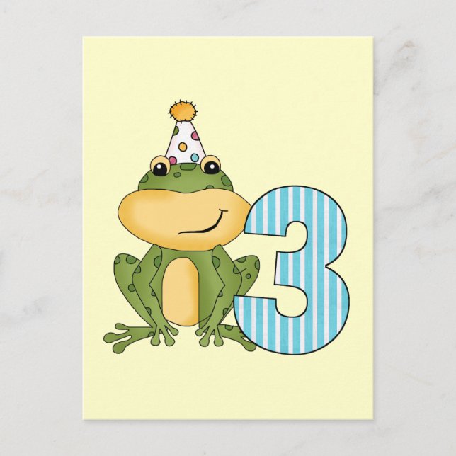 Party Frog 3rd Birthday T-shirts and Gifts Invitation Postcard (Front)