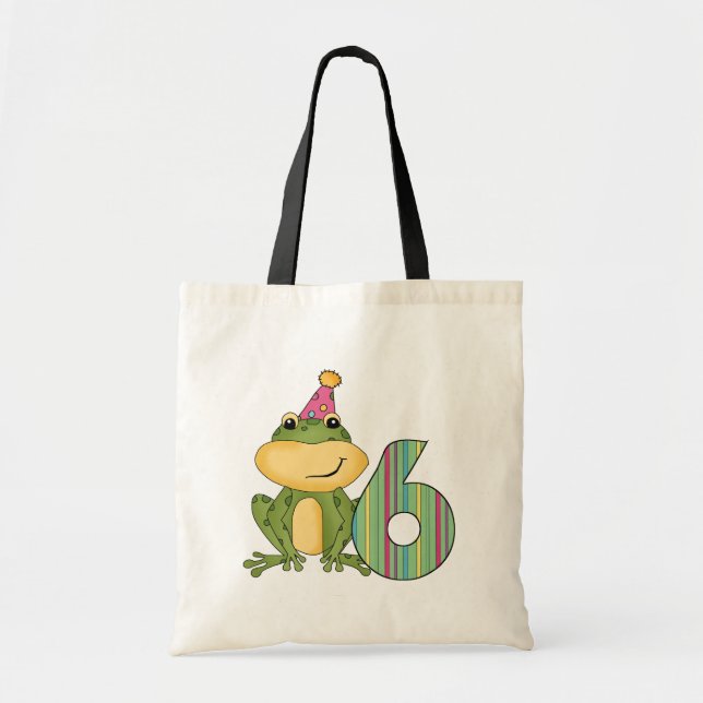 Party Frog 6th Birthday T-shirts and Gifts Tote Bag (Front)