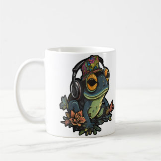 Party Frog Dj Edm Festival Flora Frog Rave Coffee Mug