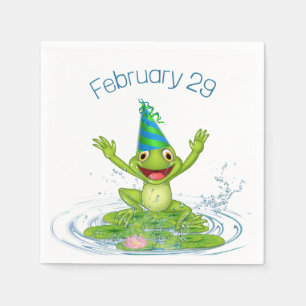 Party Frog for Leap Year Birthday Napkin