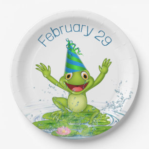 Party Frog for Leap Year Birthday Paper Plate