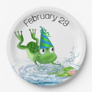 Party Frog for Leap Year Birthday Paper Plate