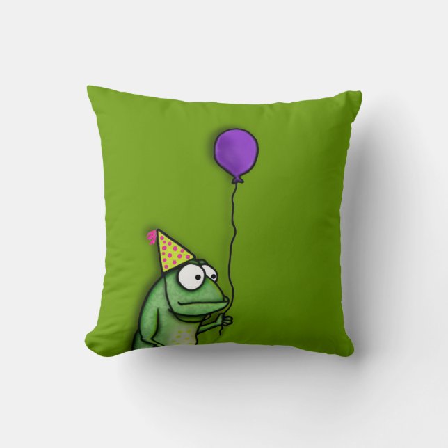 Party Frog Throw Pillow (Front)