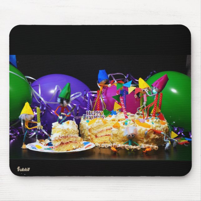 Party Fubby's with cake as a treat. Mouse Pad (Front)