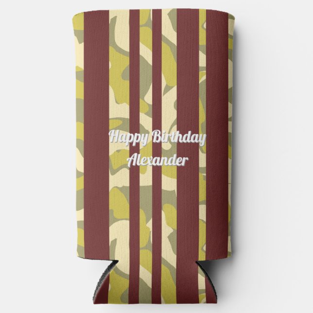 Party Fun Abstract Camo Stripe Pattern Seltzer Can Cooler (Front)