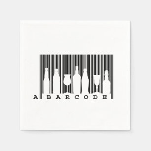 Party fun: black and white bar code (barcode), napkin