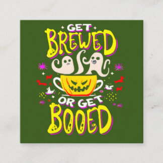 Party Gift for the Funny Halloween Coffee Addict Square Business Card