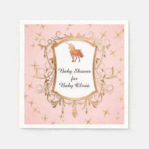 Party Girl Baby Shower Magical Unicorn Rose Gold Napkin