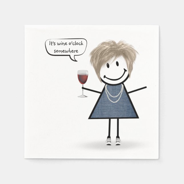 Party Girl with Red Wine  Napkin (Front)