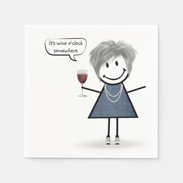 Party Girl with Red Wine  Napkin (Front)