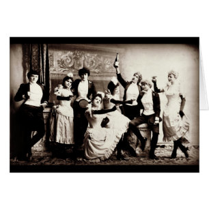 Party  Girls Vintage Scene Greeting Card