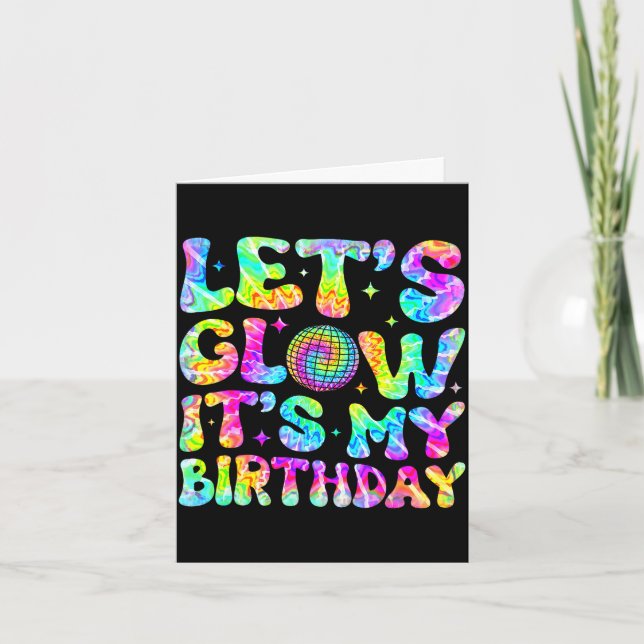 Party glowing 80s group team lets crazy birthday card (Front)
