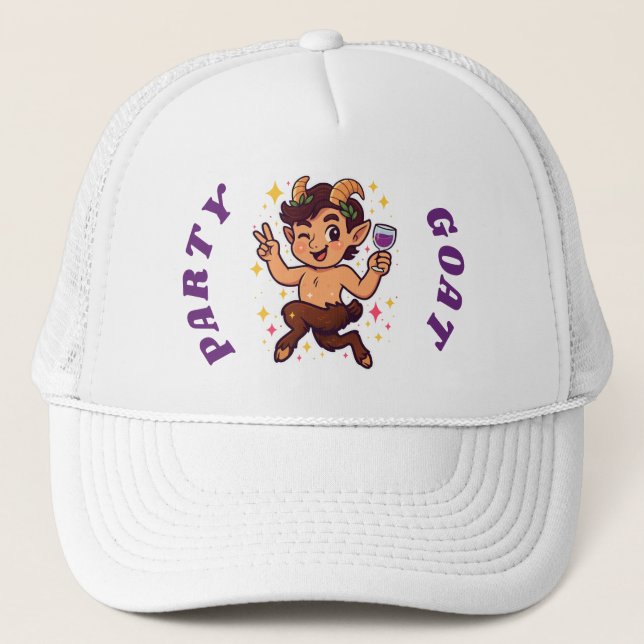 Party Goat: Cute Satyr Trucker Hat (Front)