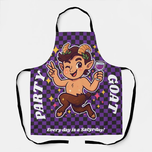 Party Goat: “Every Day is a Satyrday” Cute Satyr Apron (Front)