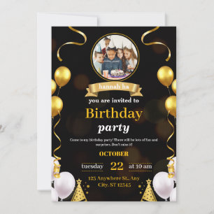 party gold invitation birthday