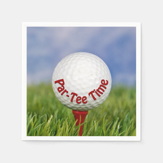 Party Golf Ball on Red Tee   Napkin (Front)