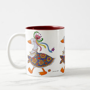 Party Goose Ukrainian Folk Art Two-Tone Coffee Mug