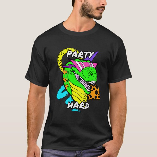 Party Hard Dinosaur T-Rex T-Shirt (Front)